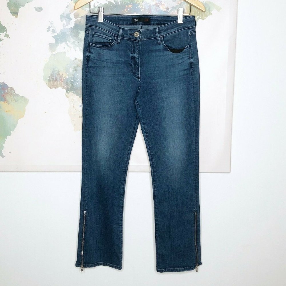 3x1 NYC Size 27 Jeans Presley Cropped‎ Side Ankle Zipper Blue Denim Boot Cut
